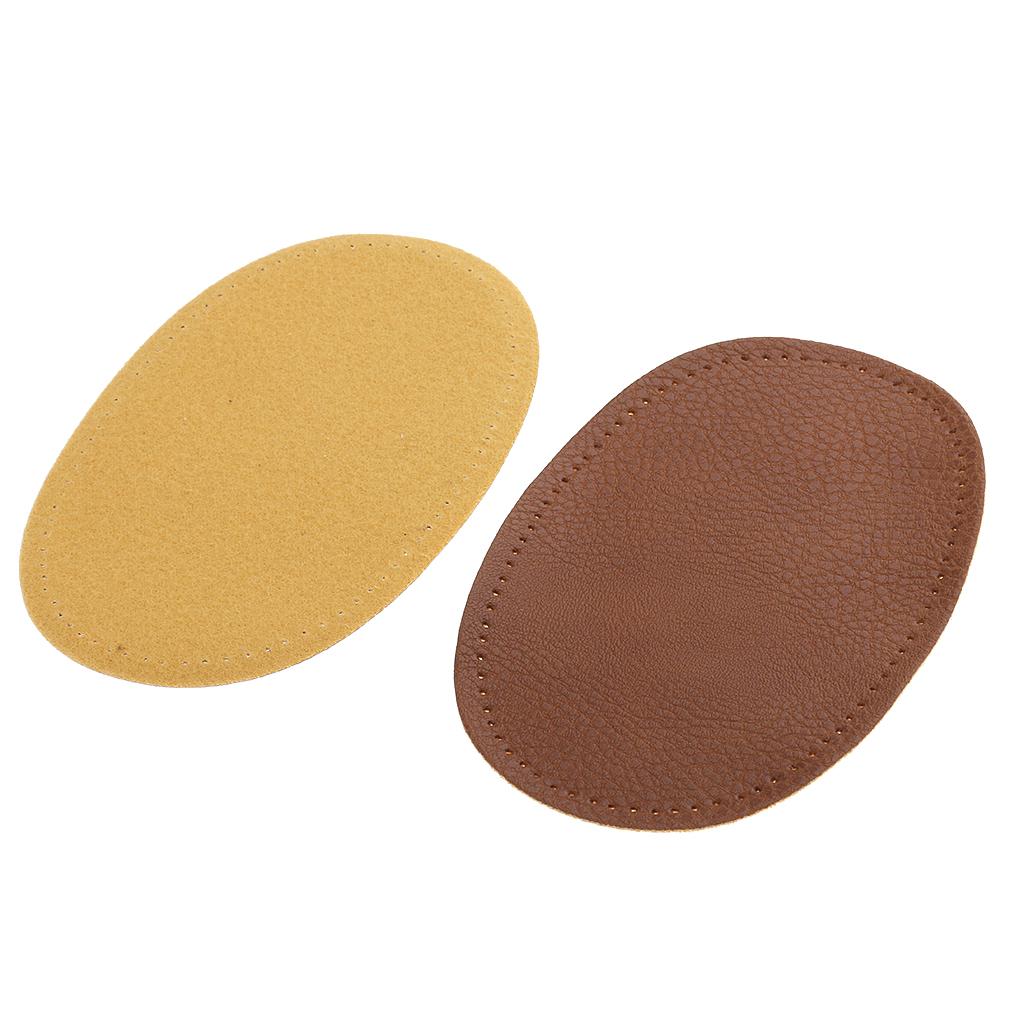 4 Pairs Assorted Leather Oval Sew on Elbow Knee Patches 14x9cm