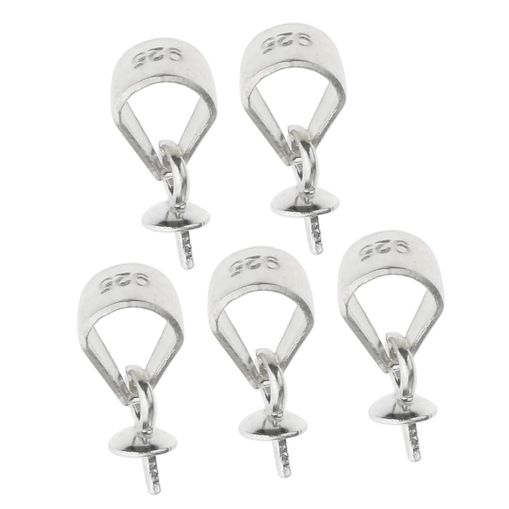 10pcs Sterling Silver Clip Pinch Bails for Pearls Pendants & Findings