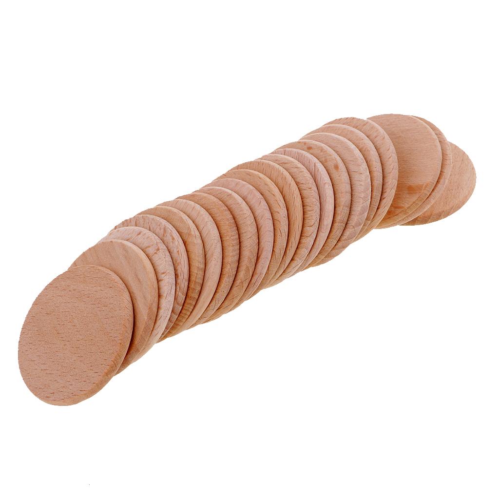 100pcs Natural Round Unfinished Wood Embellishments for Art DIY Crafts 36mm