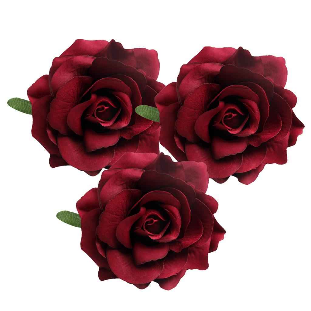 10 Pieces Artificial Silk Rose Buds Flower Head DIY Accessories wine red
