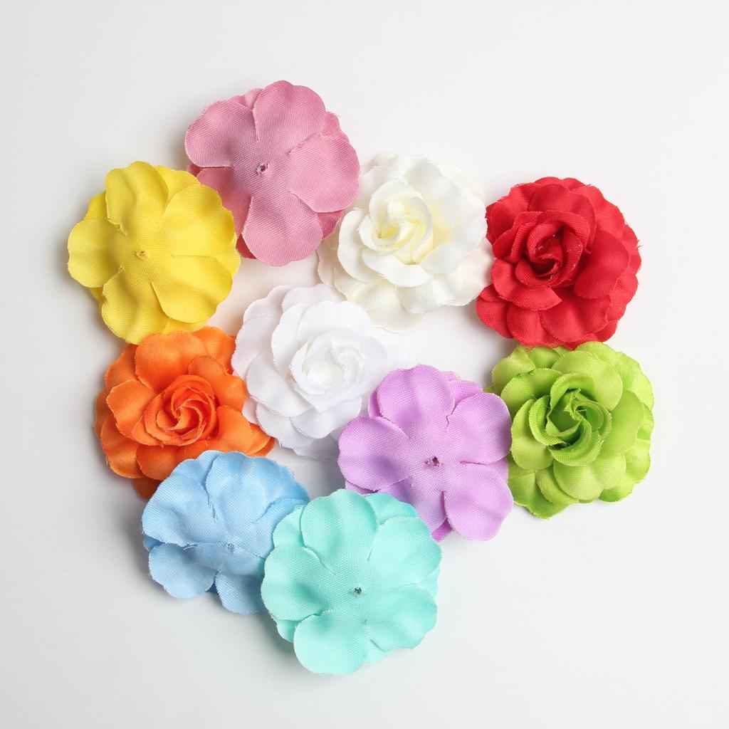 10 Pieces Artificial Silk Rose Flower Head for DIY Crafts 5cm Multicolor