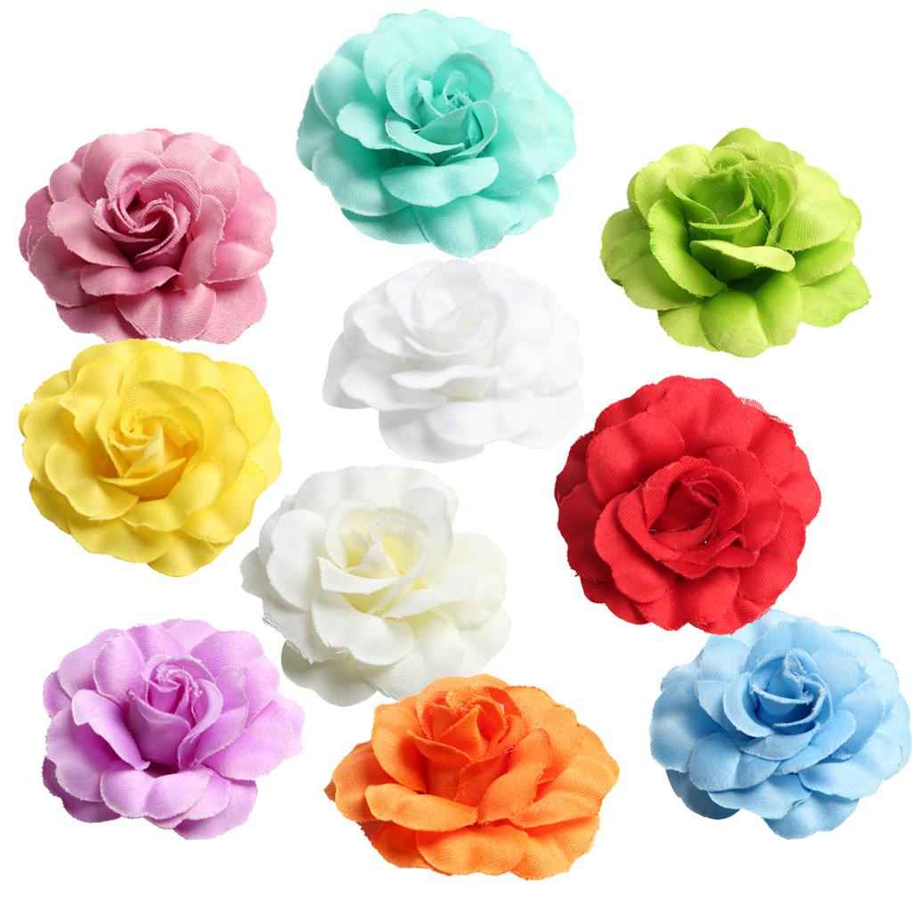 10 Pieces Artificial Silk Rose Flower Head for DIY Crafts 5cm Multicolor