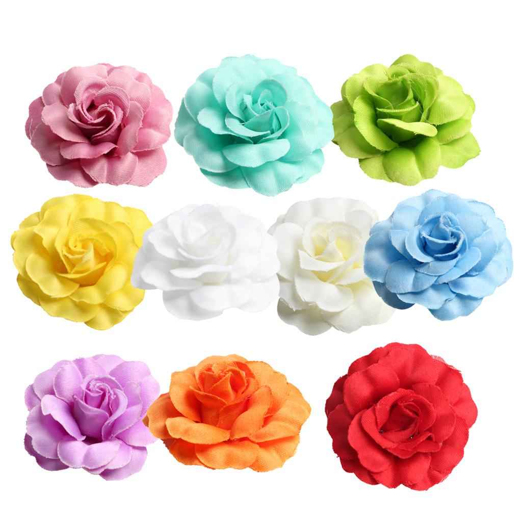 10 Pieces Artificial Silk Rose Flower Head for DIY Crafts 5cm Multicolor