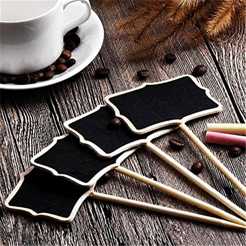 100 Pieces Wooden Blackboard Chalkboard Message Board with Stick Tags