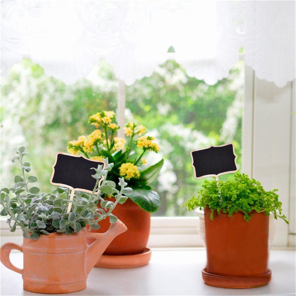 100 Pieces Wooden Blackboard Chalkboard Message Board with Stick Tags