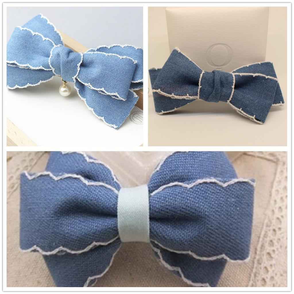 2 Yards Denim Jean Ribbon Trim Fabric for DIY Hair Bow Decoration Navy 40mm