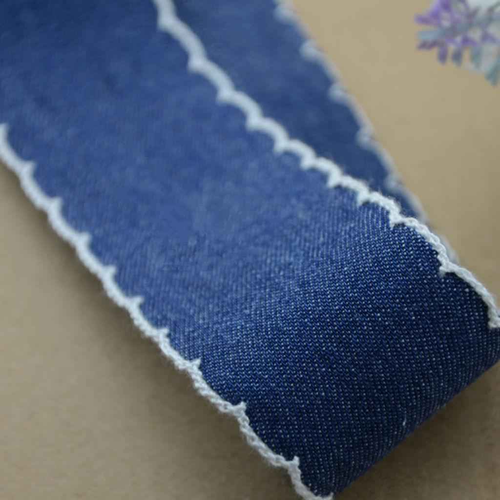 2 Yards Denim Jean Ribbon Trim Fabric for DIY Hair Bow Decoration Navy 40mm