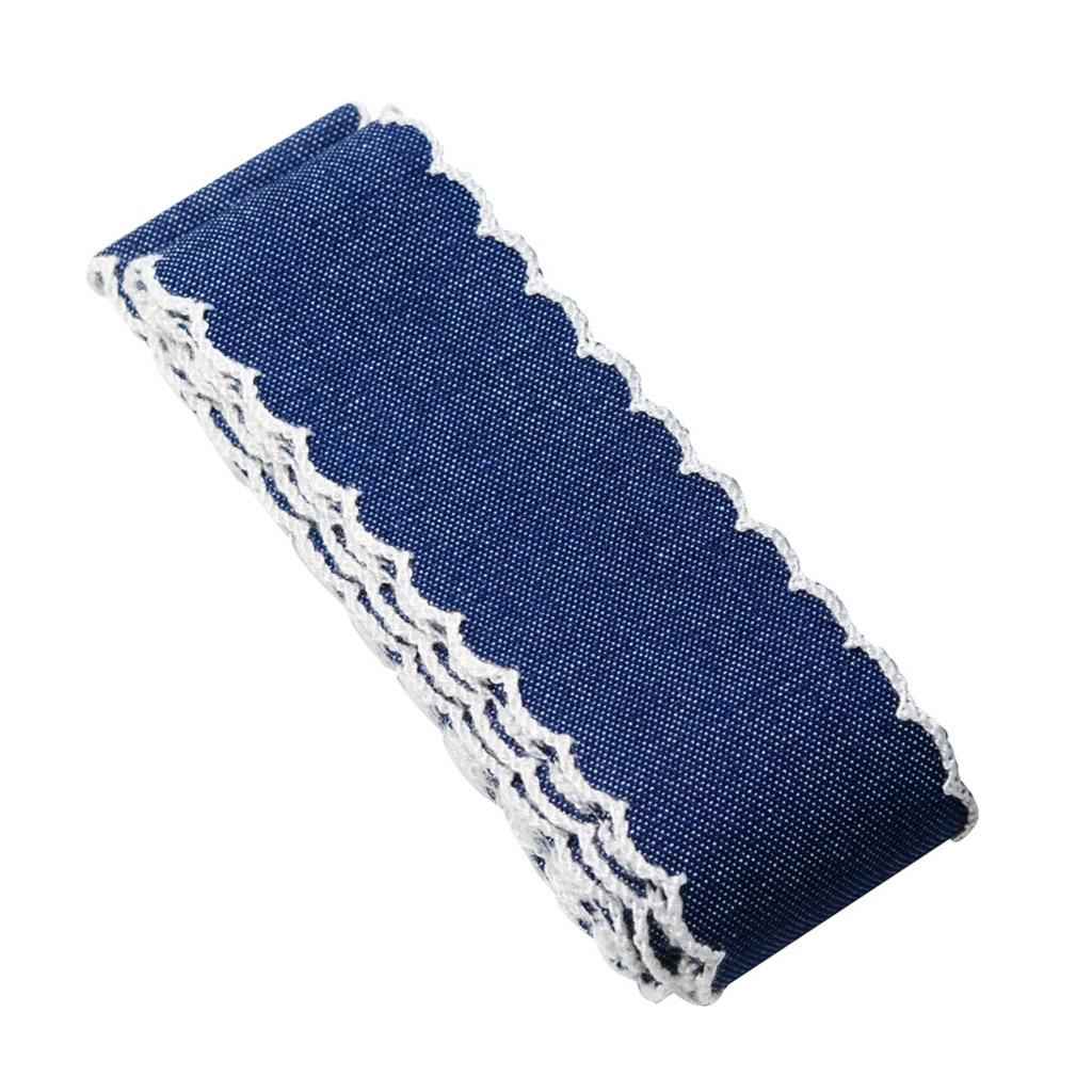2 Yards Denim Jean Ribbon Trim Fabric for DIY Hair Bow Decoration Navy 40mm