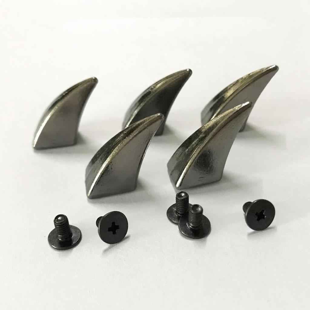 5 Pieces Horn Shape Screwback Rivets Stud Spikes for Leather Craft Gray
