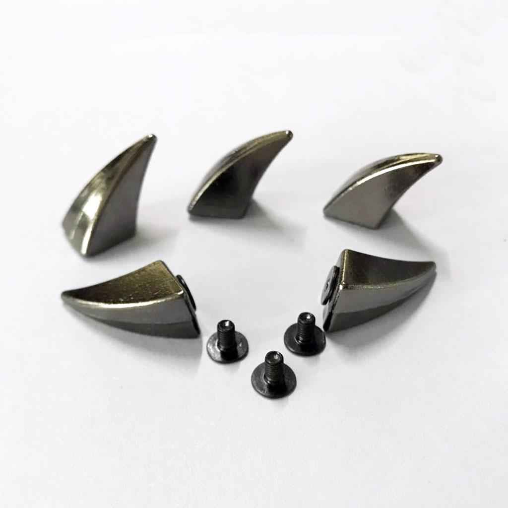 5 Pieces Horn Shape Screwback Rivets Stud Spikes for Leather Craft Gray