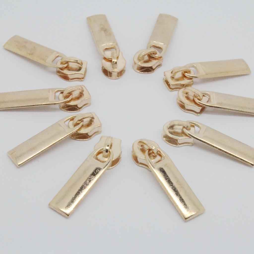 10 Pieces Fashion Alloy Gold Zip Puller/Zipper Pull Sliders Head Zipper Repair Kit 7x25mm for Clothes Bag Jeans Qulit