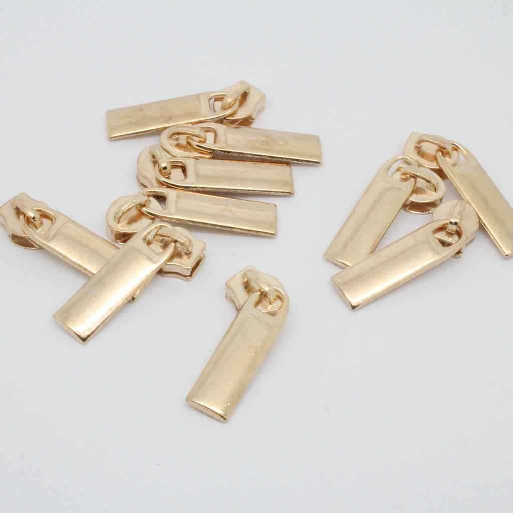 10 Pieces Fashion Alloy Gold Zip Puller/Zipper Pull Sliders Head Zipper Repair Kit 7x25mm for Clothes Bag Jeans Qulit