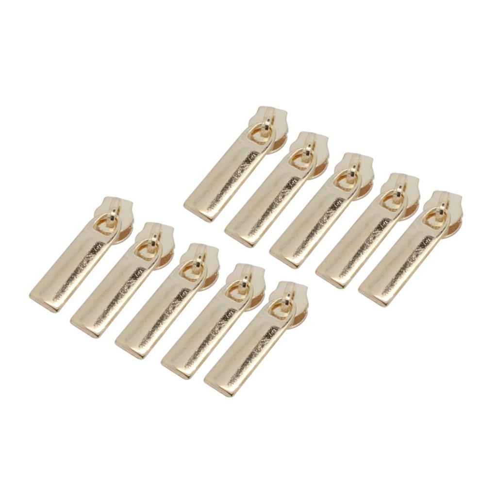 10 Pieces Fashion Alloy Gold Zip Puller/Zipper Pull Sliders Head Zipper Repair Kit 7x25mm for Clothes Bag Jeans Qulit