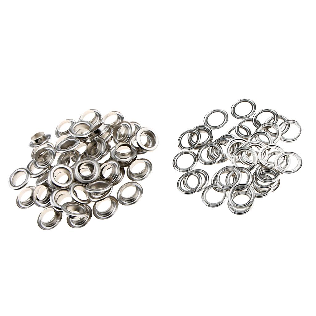 3x50 Pieces Metal Eyelets with Washers Leathercraft Accessories 20mm Silver