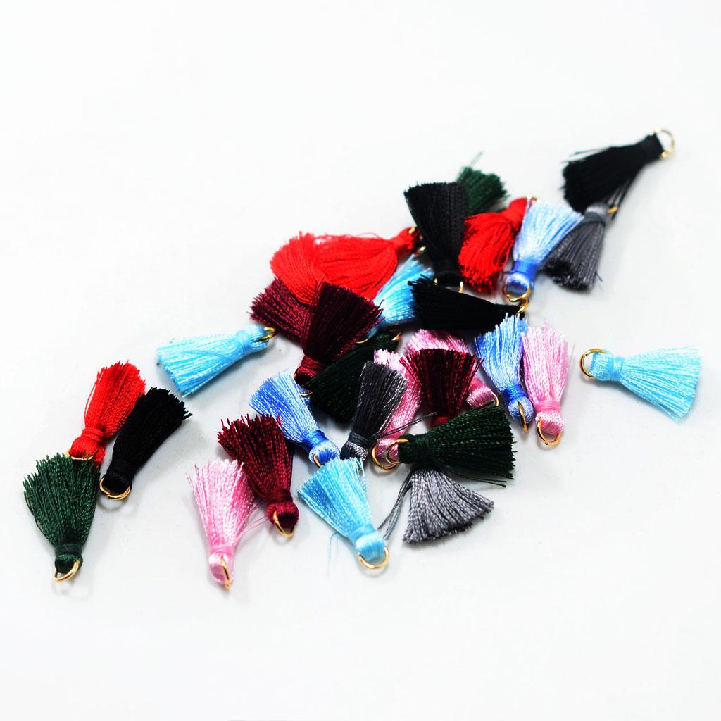 60 Pieces Mixed Silk Tassel Metal Ring DIY Jewelry Accessories Tassels 23mm