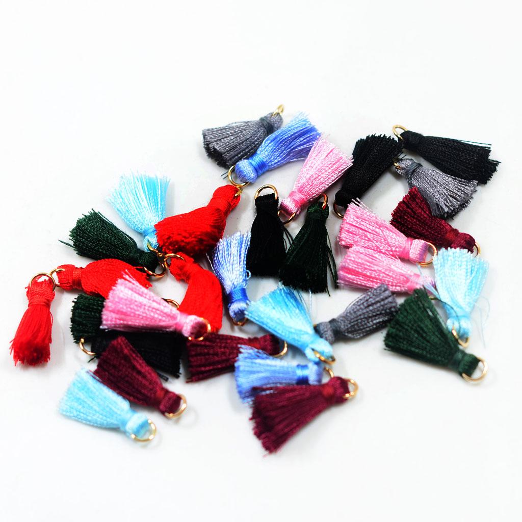 60 Pieces Mixed Silk Tassel Metal Ring DIY Jewelry Accessories Tassels 23mm