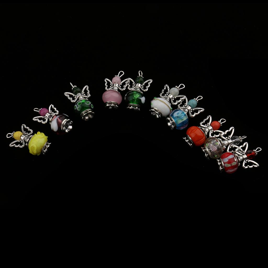 60 Pieces Mixed Silver Angel Butterfly Wings Charms Pendants Faceted Beads