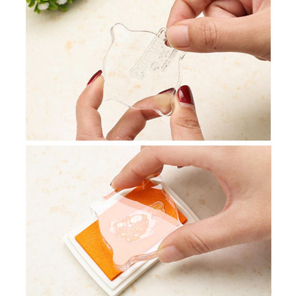 3xTransparent Scrapbook Clear Stamp Pad DIY Tool Acrylic Stamp Blocks 5x5cm