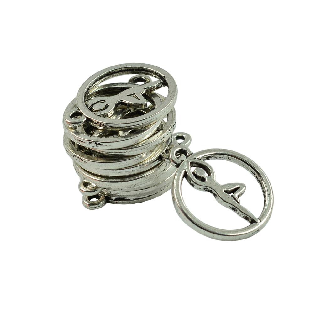 2x50 Pcs Tibetan Silver Round Hollow Out Pendant Charms Yoga Pose DIY Crafts