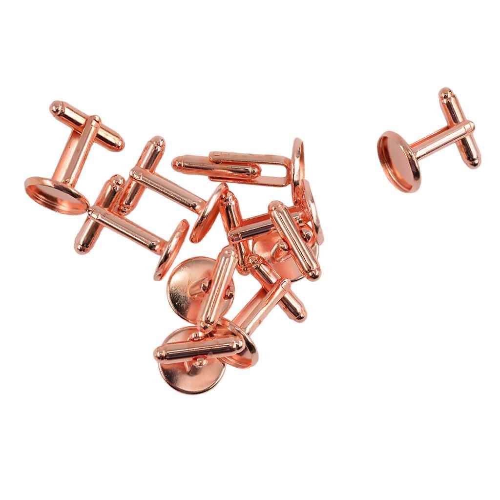 10 Pieces DIY Cufflink Findings Cuff Link Blank Back Plate Pad Base rosegold