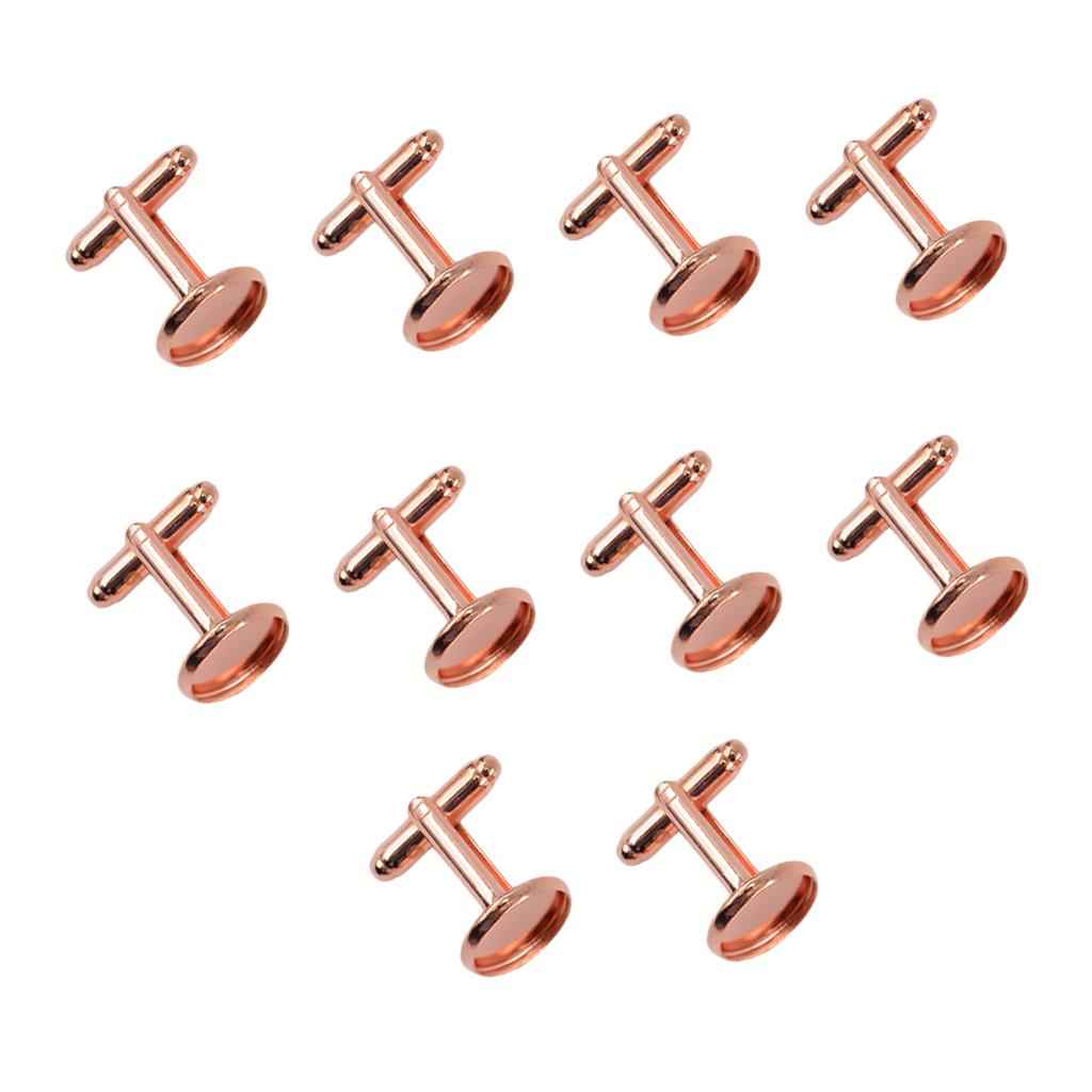 10 Pieces DIY Cufflink Findings Cuff Link Blank Back Plate Pad Base rosegold