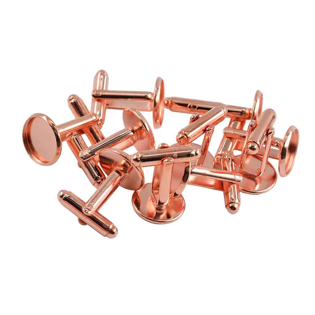 10 Pieces DIY Cufflink Findings Cuff Link Blank Back Plate Pad Base rosegold