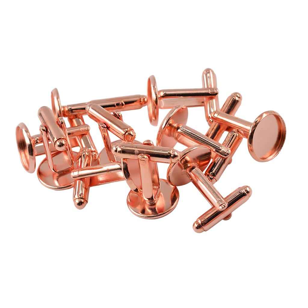 10 Pieces DIY Cufflink Findings Cuff Link Blank Back Plate Pad Base rosegold