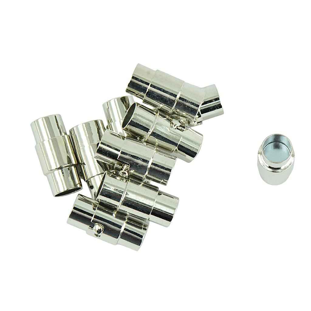 10 Pieces Silver Tone Brass Leather Glue Jewelry Glue in Magnetic Clasps for Jewelry Magnetic Jewelry Clasps Kumihimo Bracelet End Cap fit 5mm Leather Cord