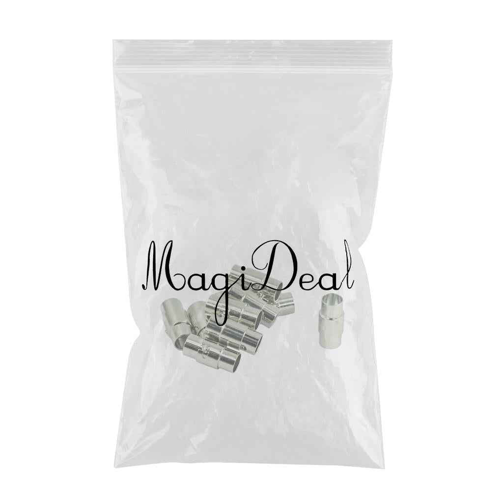 10 Pieces Silver Tone Brass Leather Glue Jewelry Glue in Magnetic Clasps for Jewelry Magnetic Jewelry Clasps Kumihimo Bracelet End Cap fit 5mm Leather Cord