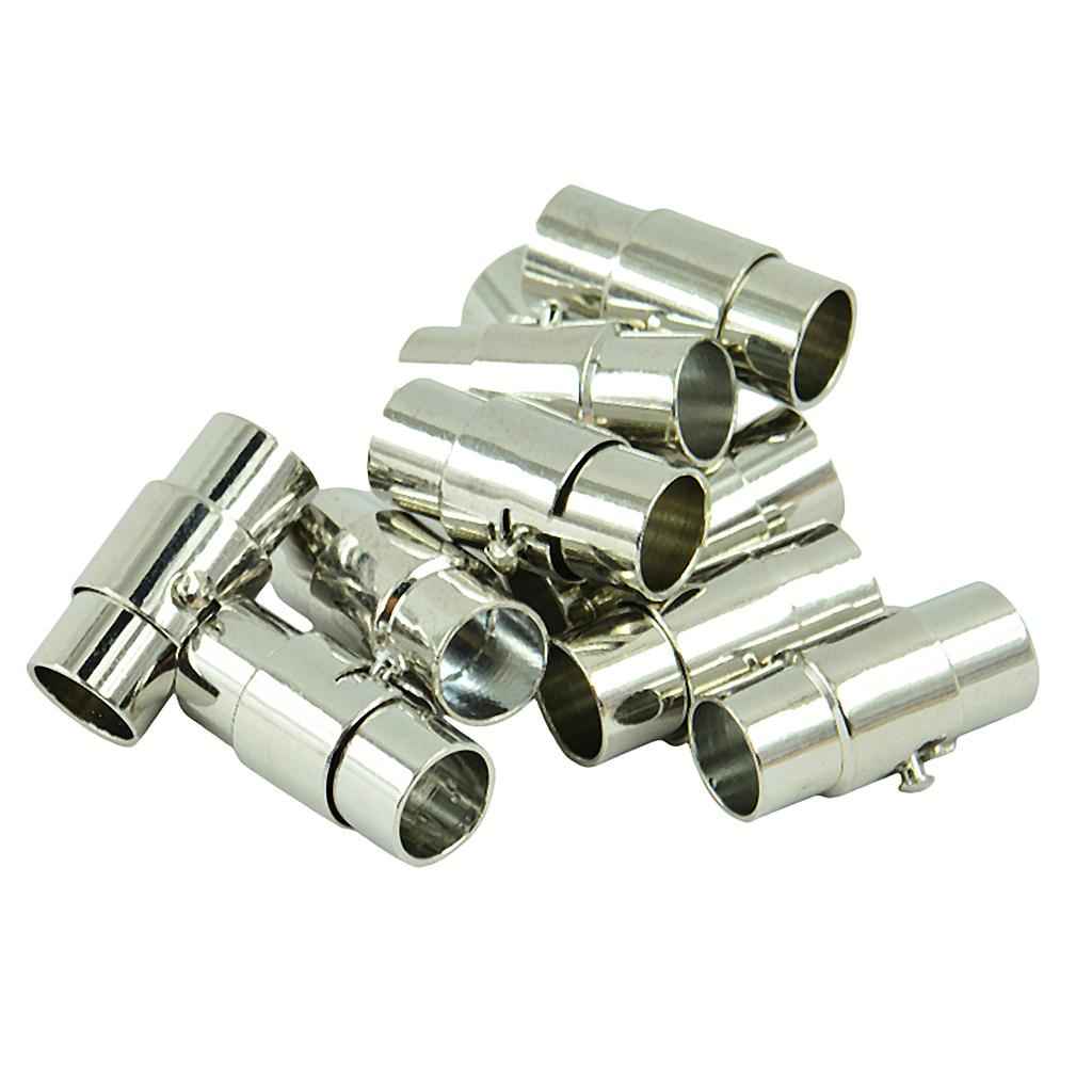 10 Pieces Silver Tone Brass Leather Glue Jewelry Glue in Magnetic Clasps for Jewelry Magnetic Jewelry Clasps Kumihimo Bracelet End Cap fit 5mm Leather Cord