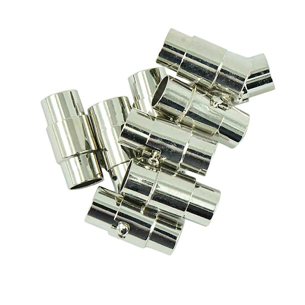 10 Pieces Silver Tone Brass Leather Glue Jewelry Glue in Magnetic Clasps for Jewelry Magnetic Jewelry Clasps Kumihimo Bracelet End Cap fit 5mm Leather Cord