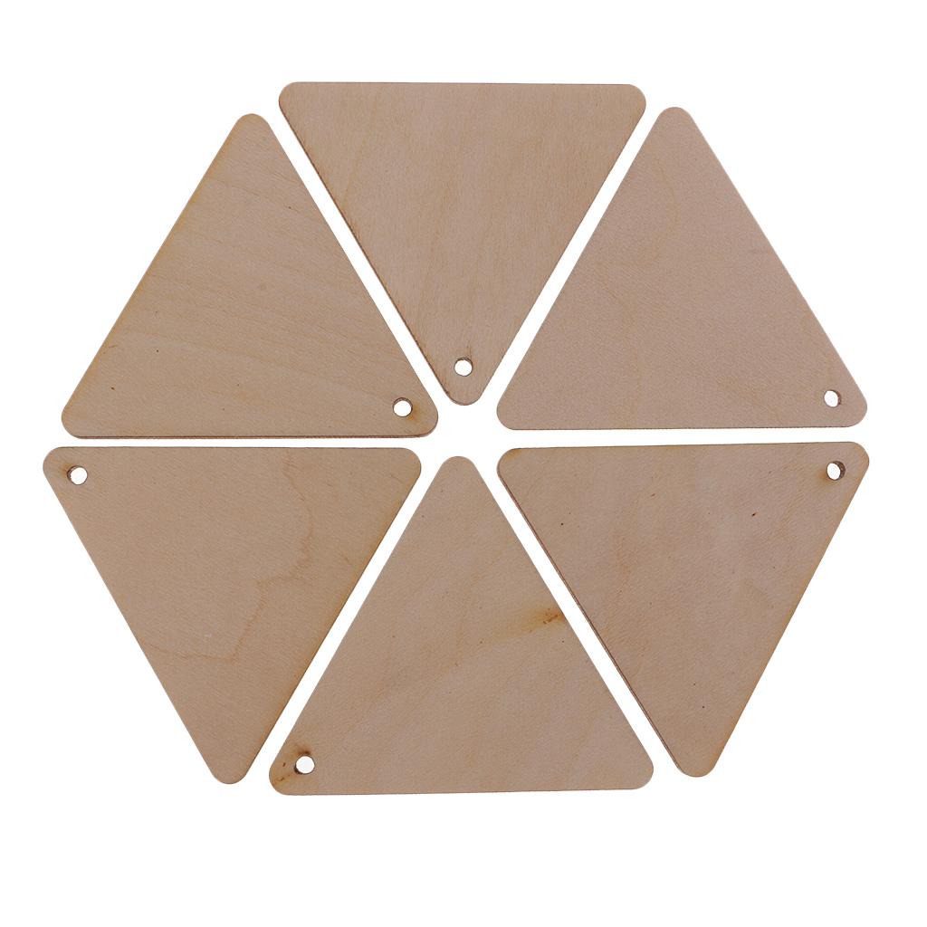 4xTriangle Shape Unfinished Wood Pieces with Hole for Crafts 20 Pieces 60mm
