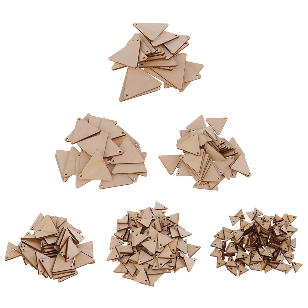 4xTriangle Shape Unfinished Wood Pieces with Hole for Crafts 20 Pieces 60mm