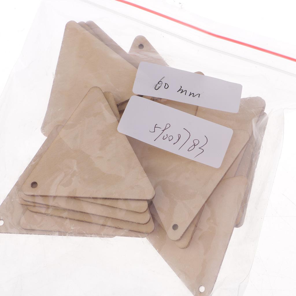 2xTriangle Shape Unfinished Wood Pieces with Hole for Crafts 20 Pieces 60mm