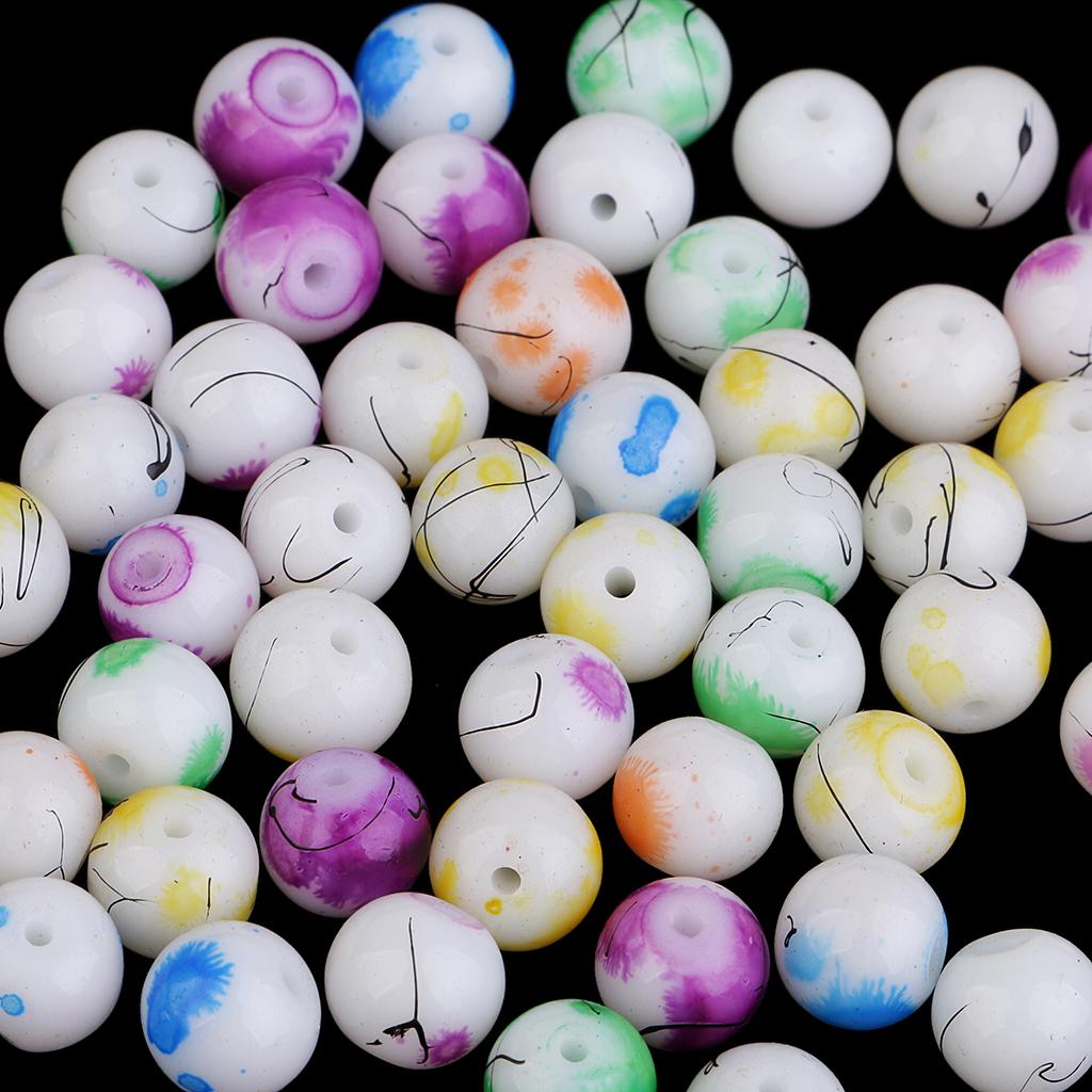 4xPack 100 Multicolor 8mm Round Baking Painted Glass Beads for Jewelry Making