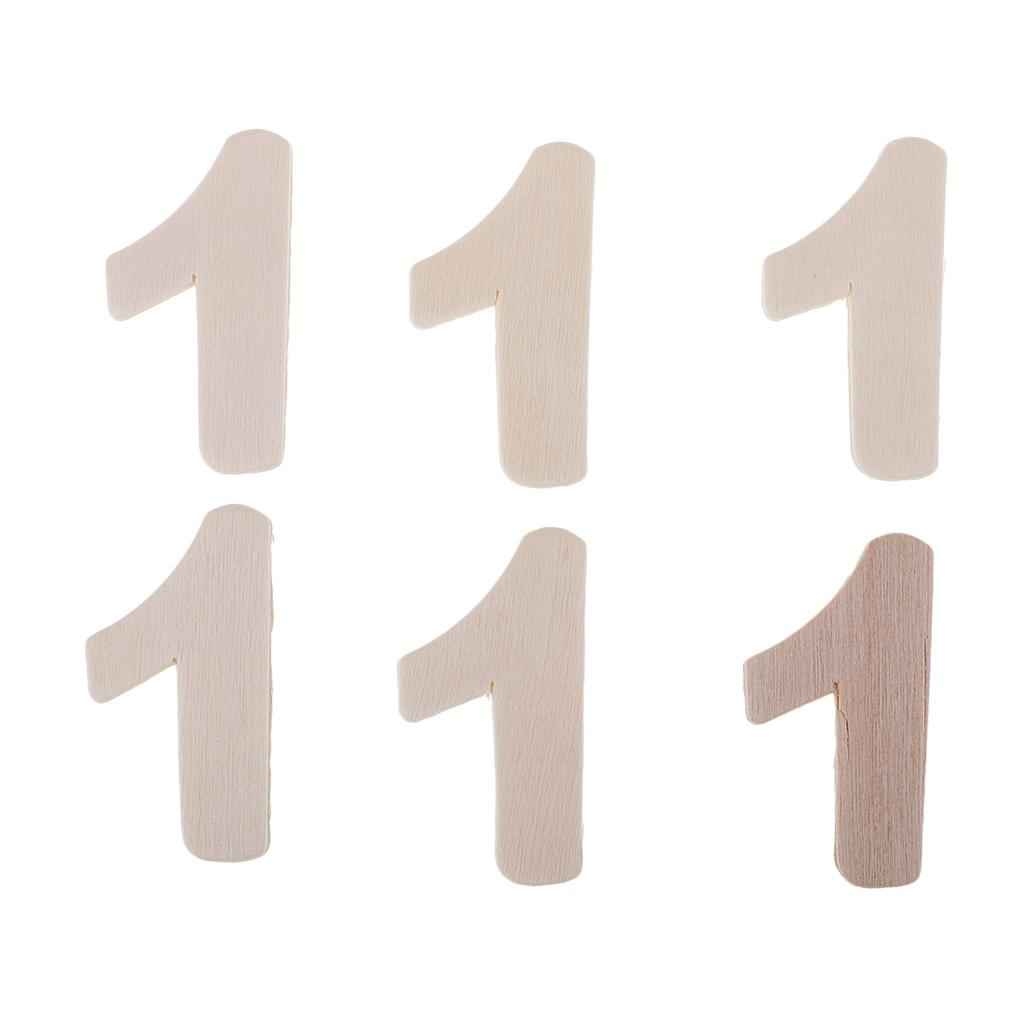 60 Pieces Natural Wood 0-9 Arabic Number Embellishment with Wood Box for Kids Educational Toys Games