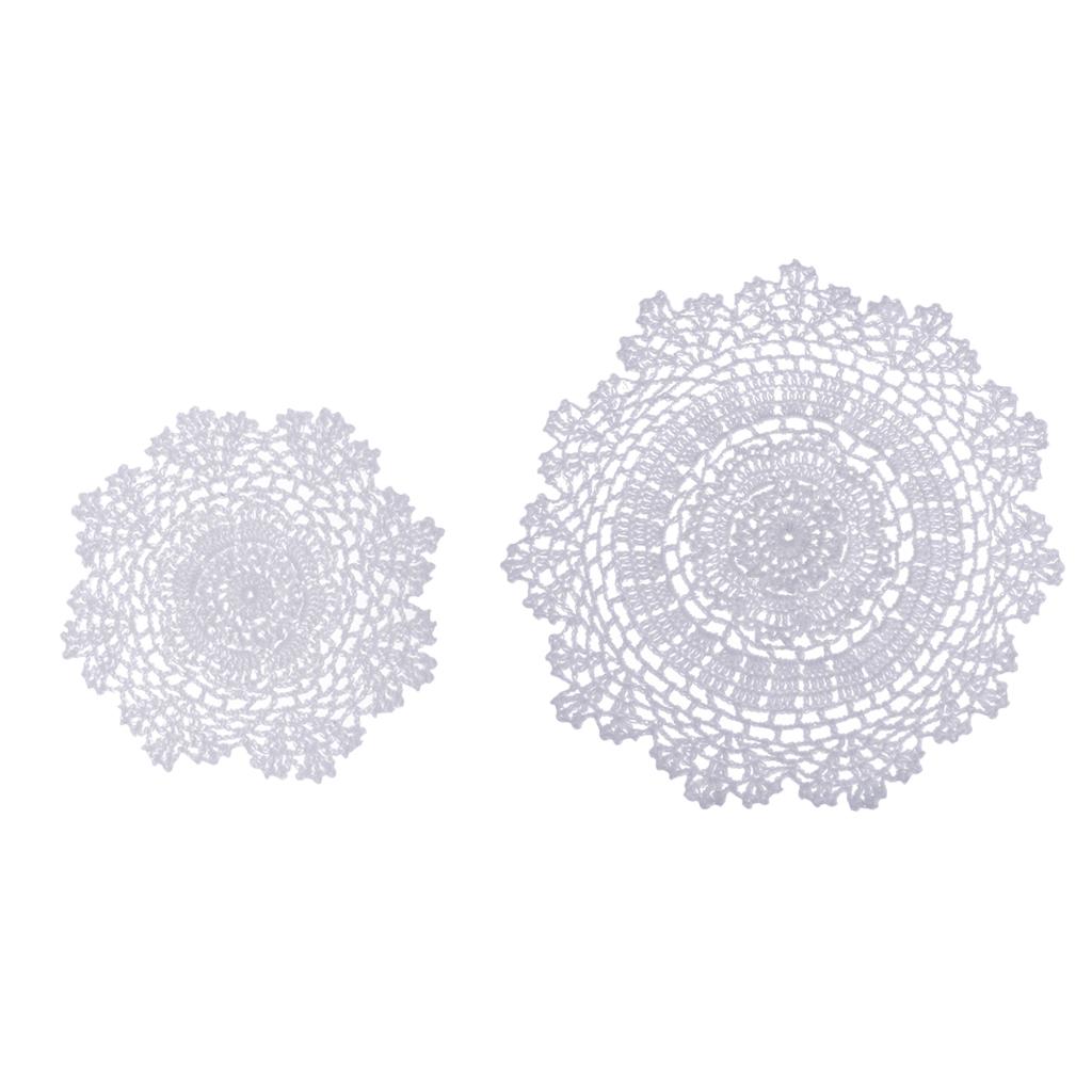 2x1 Piece White Handmade Crochet Cotton Lace Table Placemats Doilies 20cm