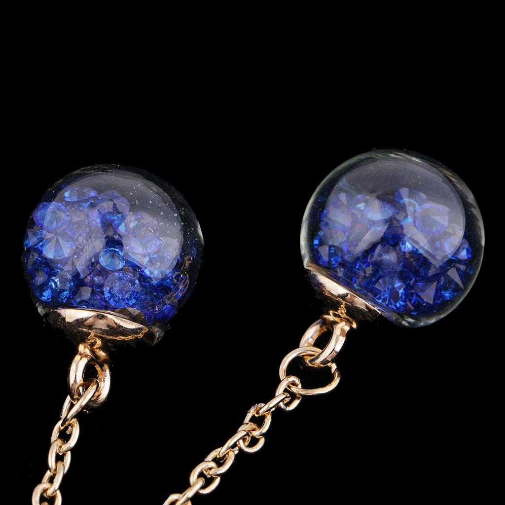 3x1 Pair Tassel Bow Charms Rhinestone Buttons Crystal Embellishment royal blue