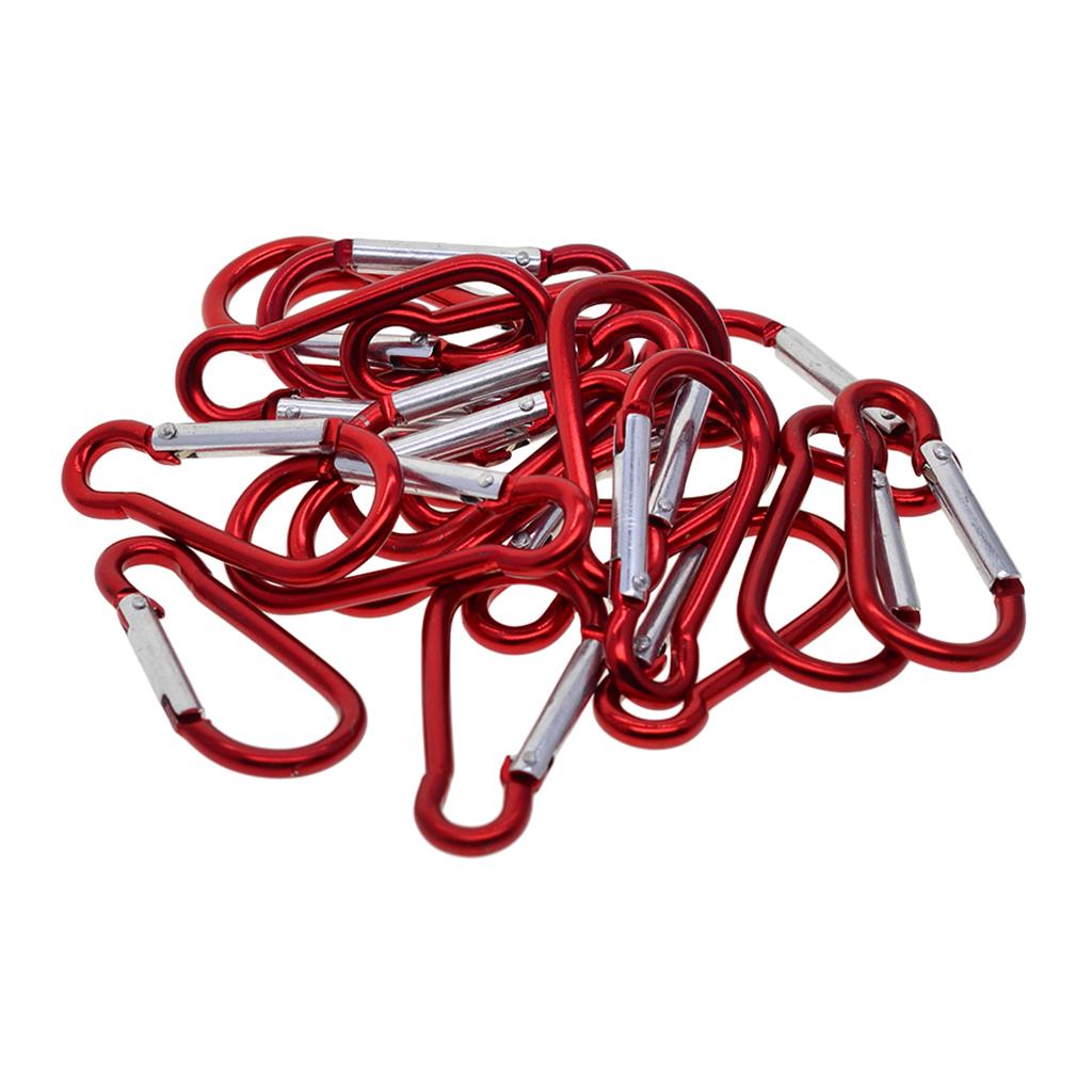 2x20 Piece D Shape Sports Hiking Carabiner Buckle Snap Spring Clip Hook Red
