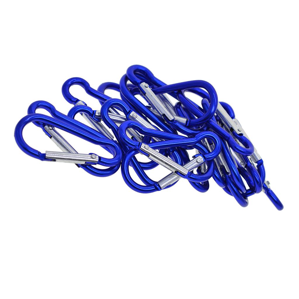 2x20 Piece D Shape Sports Hiking Carabiner Buckle Snap Spring Clip Hook Blue