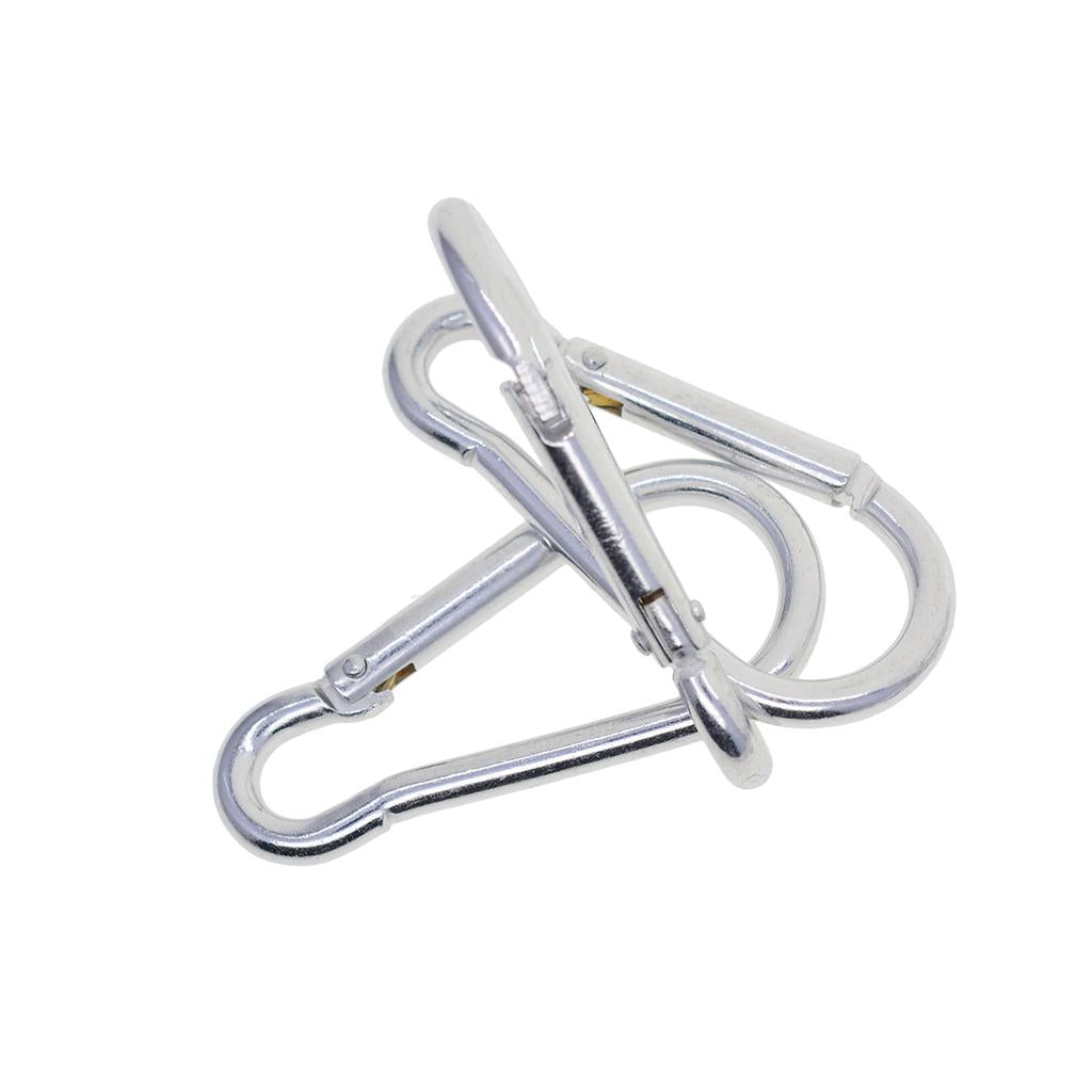 4x20 Piece D Shape Sports Hiking Carabiner Buckle Snap Spring Clip Hook Silver