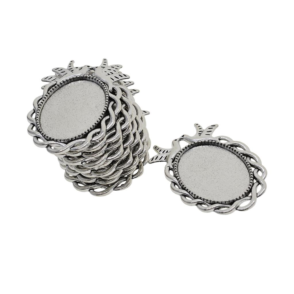 4x10 Pieces Pigeon Oval Blank Bezel Pendants Base Settings for Jewelry Making