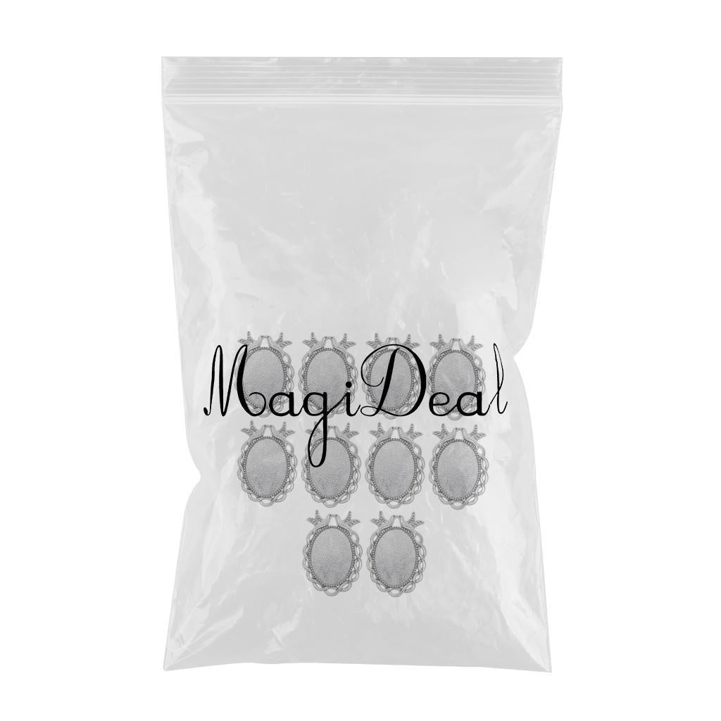 3x10 Pieces Pigeon Oval Blank Bezel Pendants Base Settings for Jewelry Making