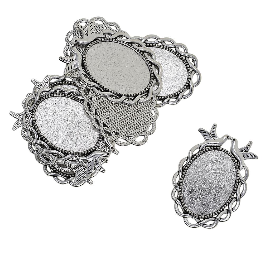 3x10 Pieces Pigeon Oval Blank Bezel Pendants Base Settings for Jewelry Making