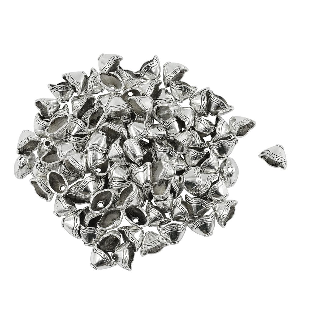4x100 Pieces Beads Cap Tassel End Cap Jewelry Making Findings Antique Silver