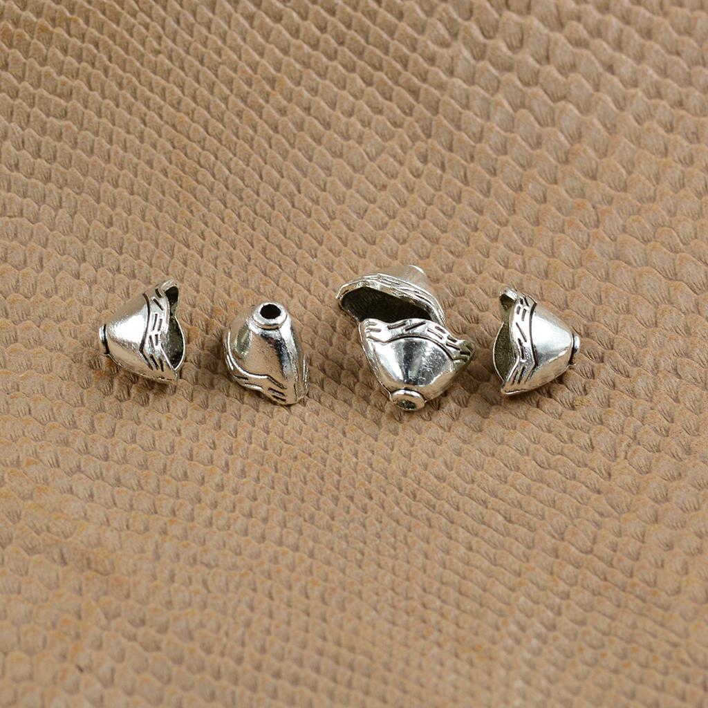 4x100 Pieces Beads Cap Tassel End Cap Jewelry Making Findings Antique Silver