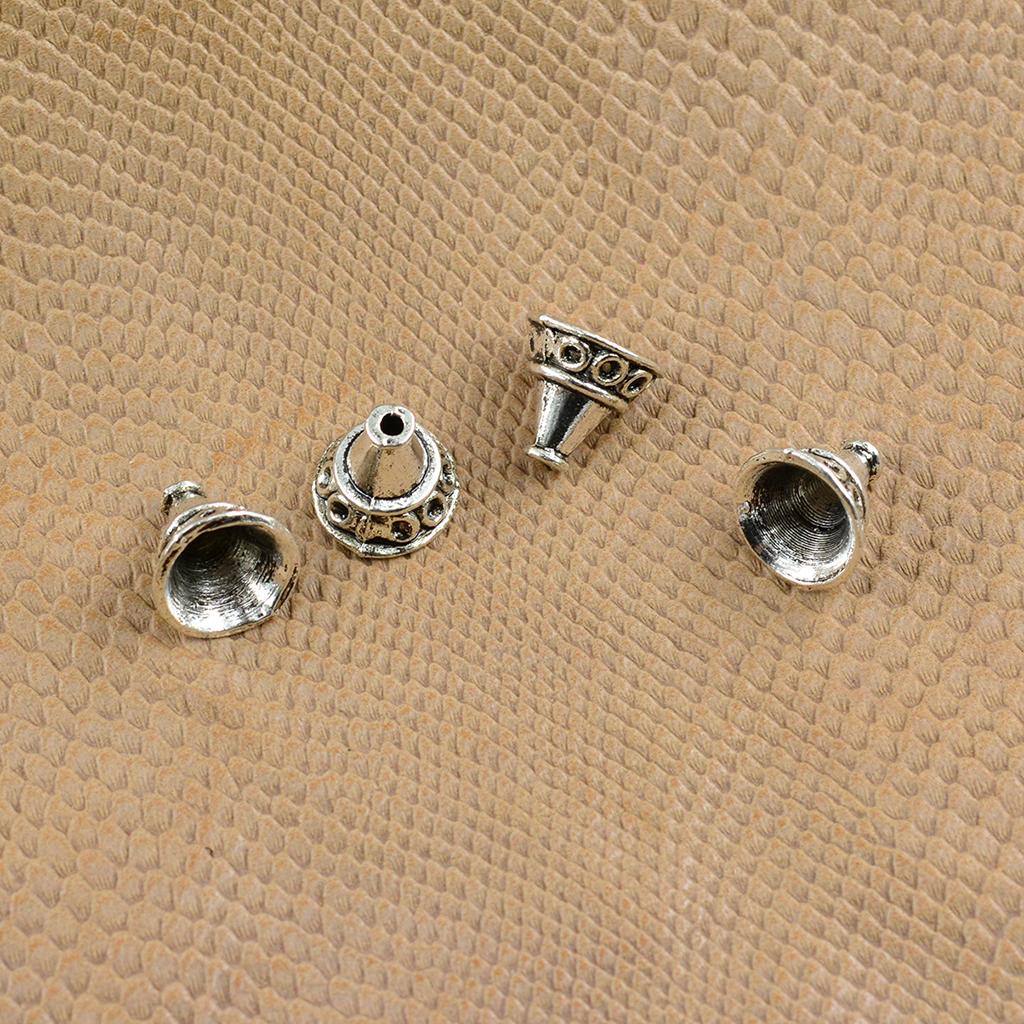 3x30 Pieces Tibetan Silver Patterned Caps Flower Focal Tassel Jewelry DIY