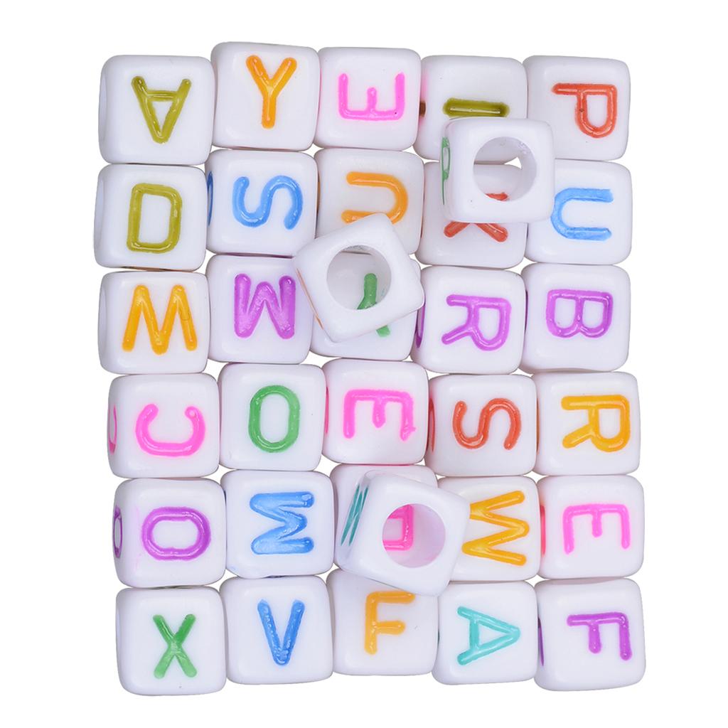 2x200 Pcs Mix Square Acrylic Alphabet Beads Charms Large Hole DIY Crafts 2 #