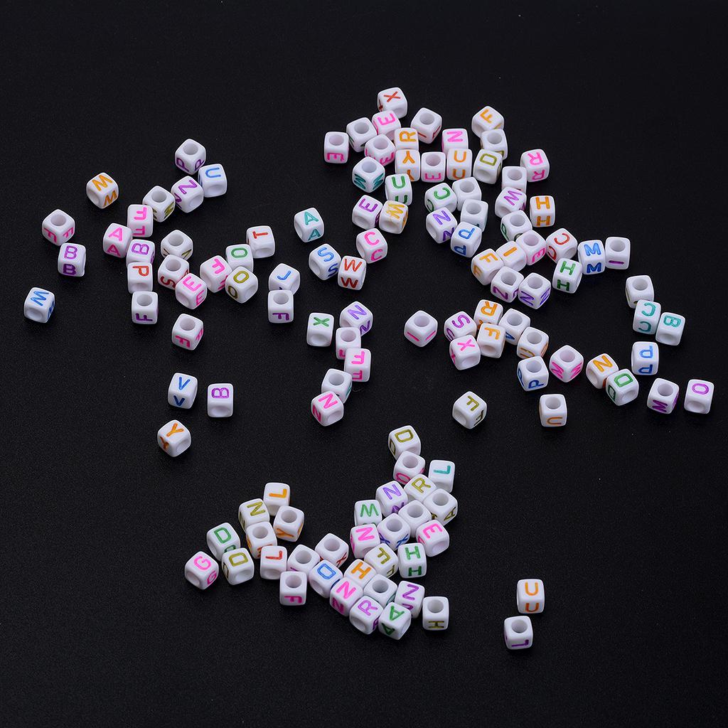 4x200 Pcs Mix Square Acrylic Alphabet Beads Charms Large Hole DIY Crafts 2 #