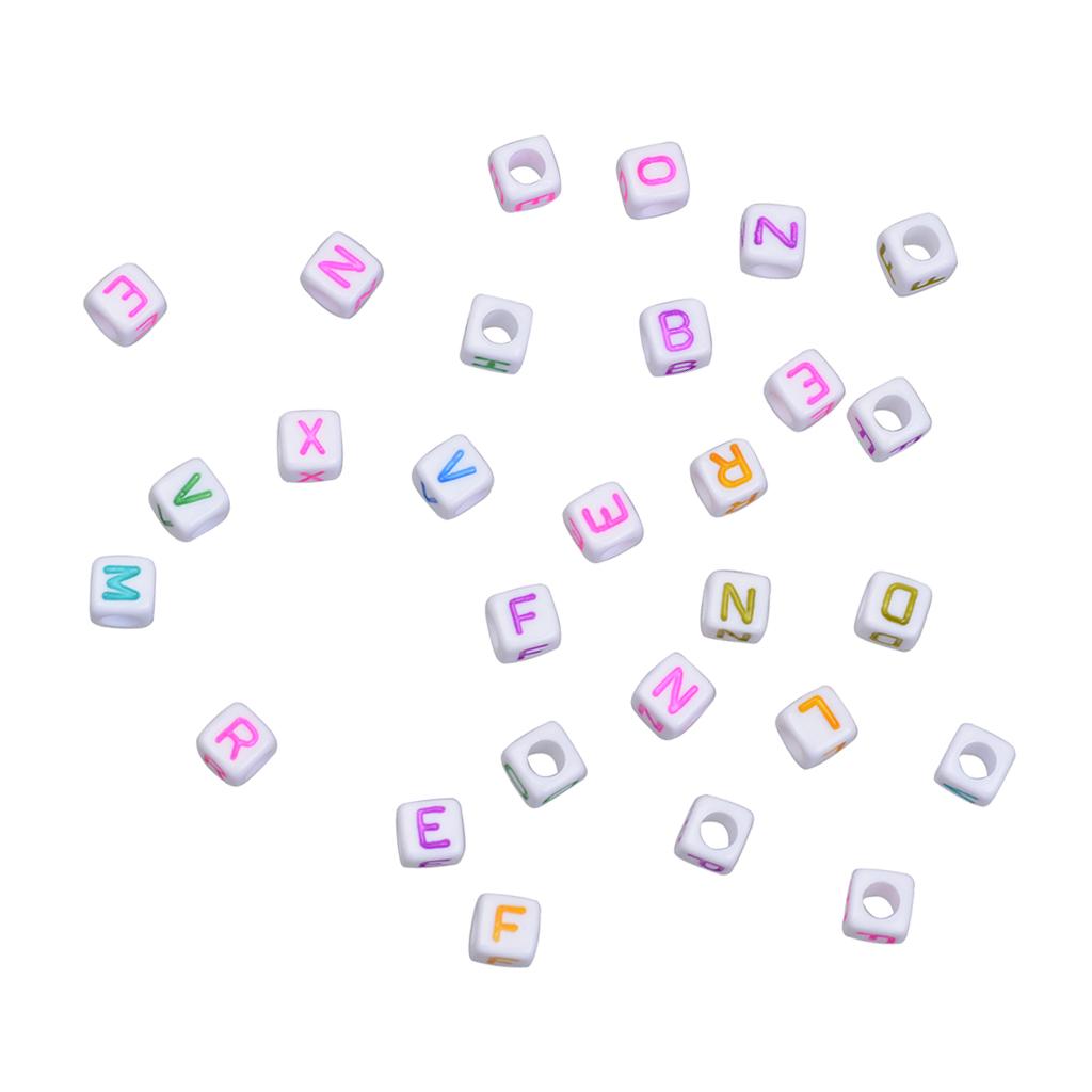 2x200 Pcs Mix Square Acrylic Alphabet Beads Charms Large Hole DIY Crafts 2 #